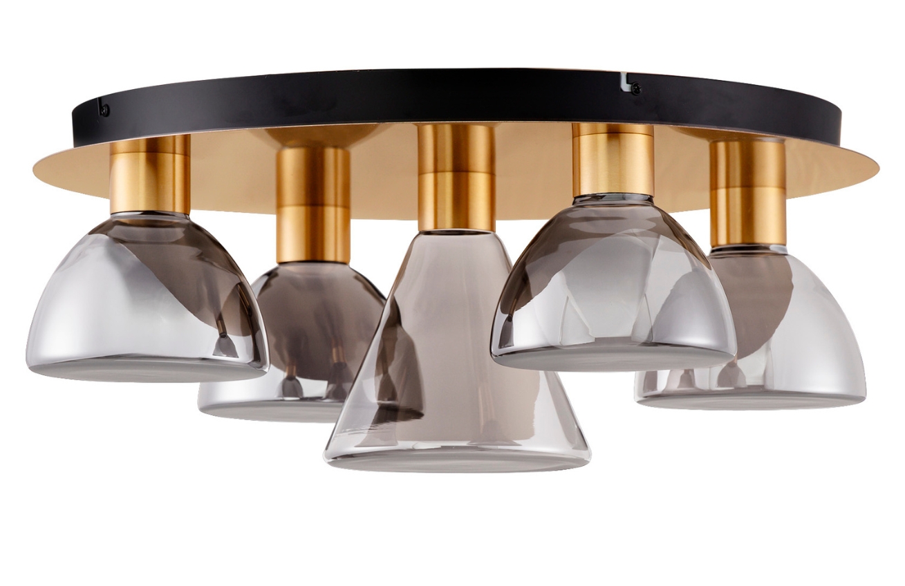 Nova Luce Kouřově šedé skleněné stropní LED světlo Voi 57 cm