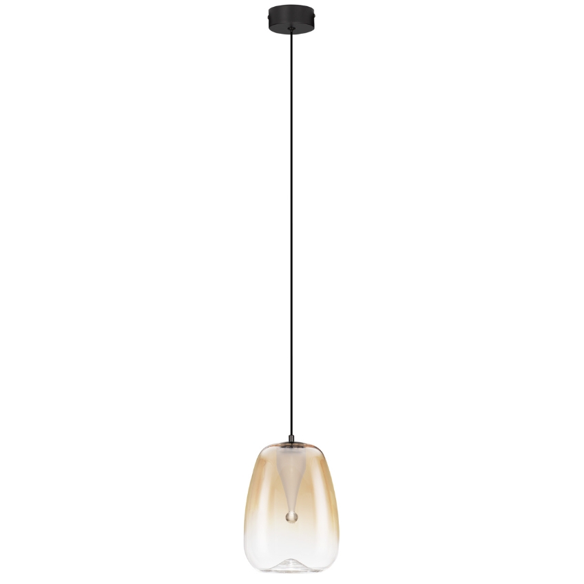 Nova Luce Jantarově hnědé skleněné závěsné LED světlo Oblo 16 cm