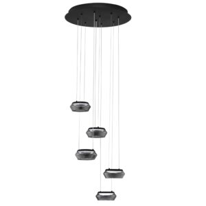 Nova Luce Kouřově šedé skleněné závěsné světlo Jailyn 45 cm