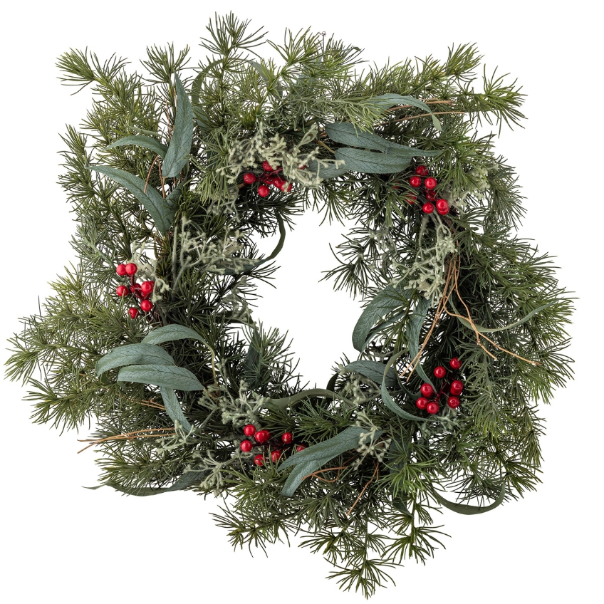 Bloomingville Zelený plastový dekorativní věnec Pine 60 cm