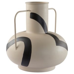 Jotex Béžovo-černá kovová váza VEGA 30 cm