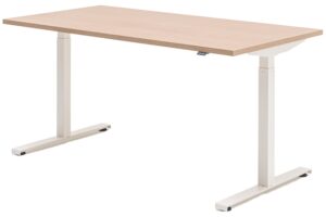 MDD Dubový výškově nastavitelný pracovní stůl Ogi Drive 140 x 70 cm s bílou podnoží