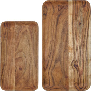 House Doctor Set dvou dřevěných podnosů Wood 33/43 x 18/23 cm