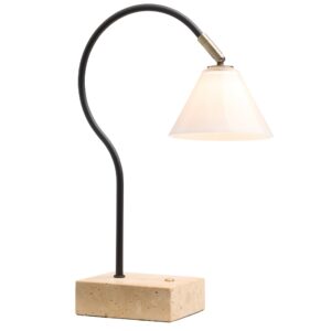 Halo Design Černá nabíjecí stolní LED lampa Question 31 cm s travertinovou podstavou