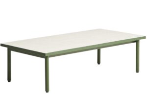 Kave Home Bílo-zelený zahradní stolek Maurina 122 x 61 cm