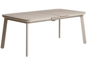 Kave Home Béžový kovový zahradní rozkládací stůl Izola 185/235 x 100 cm