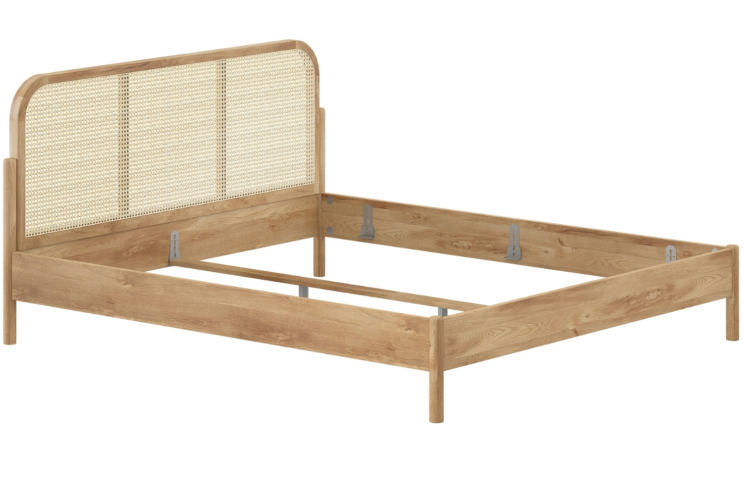 Vipack Dubová postel Olive 180 x 200 cm s ratanovým čelem