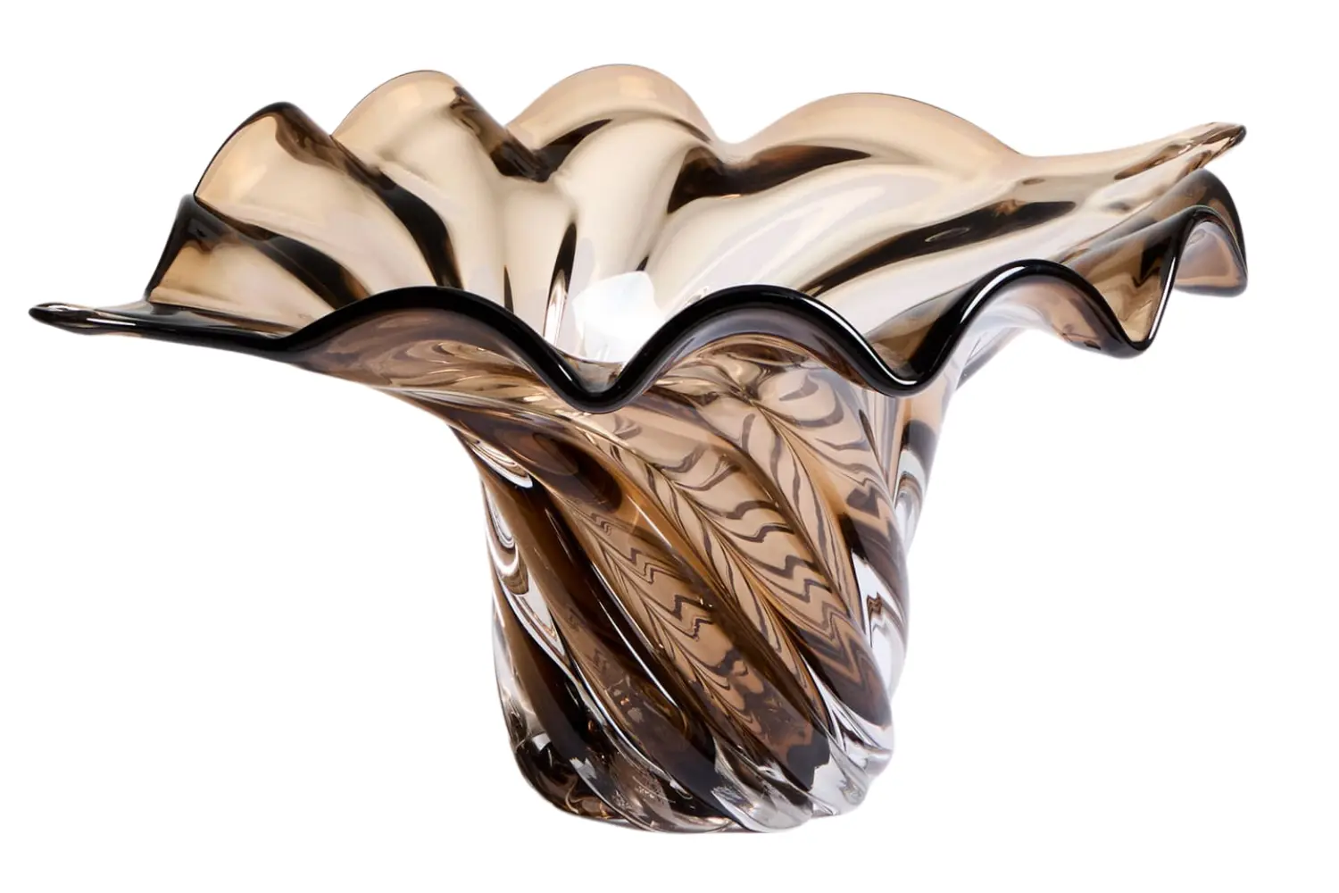 Kave Home Hnědá skleněná váza Lurea 19 cm