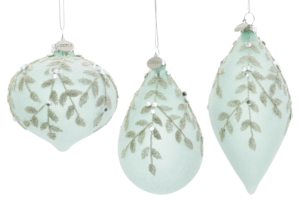 Bizzotto Set šesti zelených vánočních ozdob Leafglow Ø7/8 cm