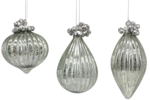 Bizzotto Set šesti stříbrných vánočních ozdob Reflections Ø7/8 cm