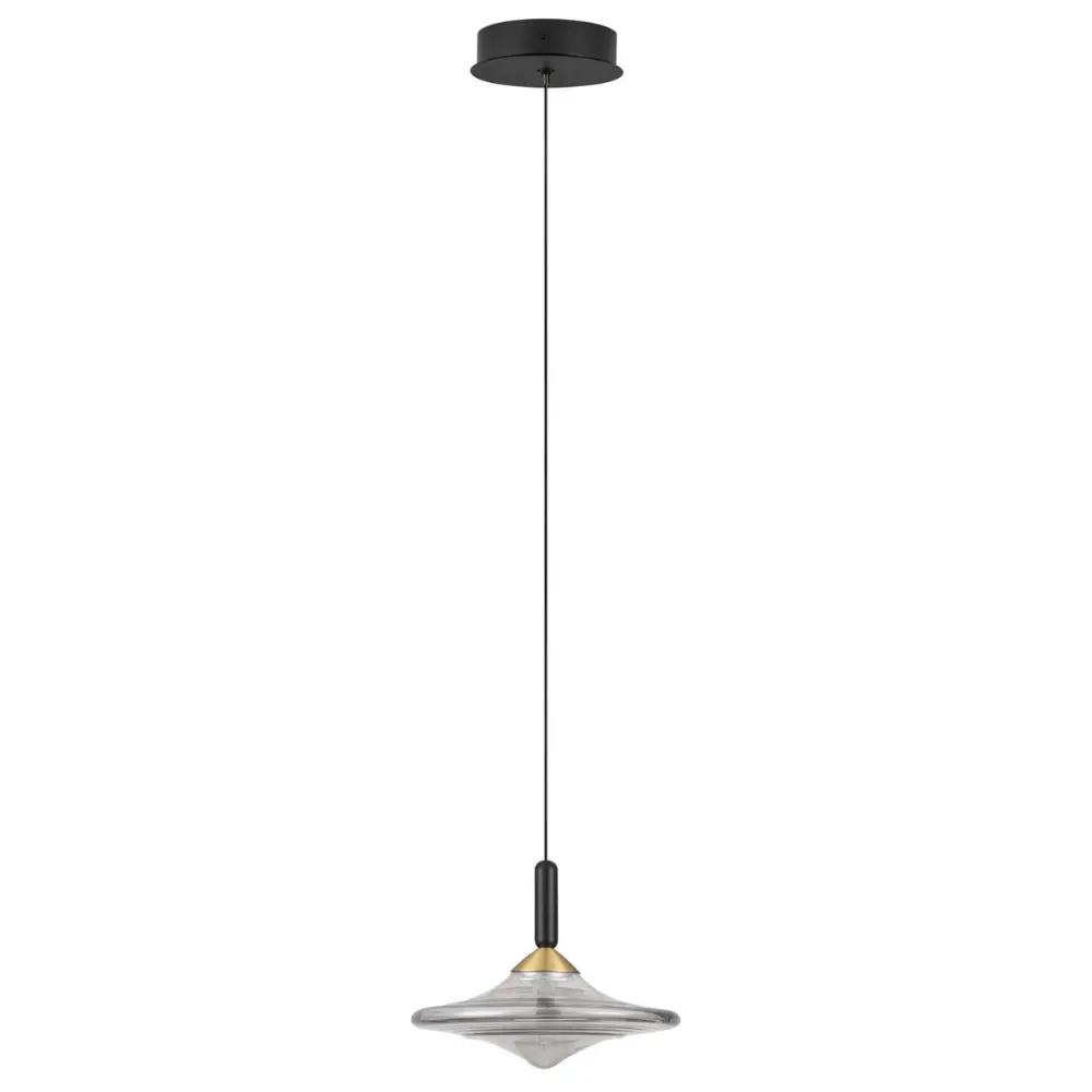 Nova Luce Kouřově šedé skleněné závěsné LED světlo Diaz 23 cm