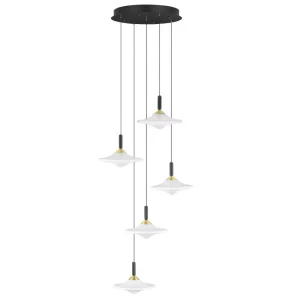 Nova Luce Bílé skleněné závěsné LED světlo Diaz 53 cm
