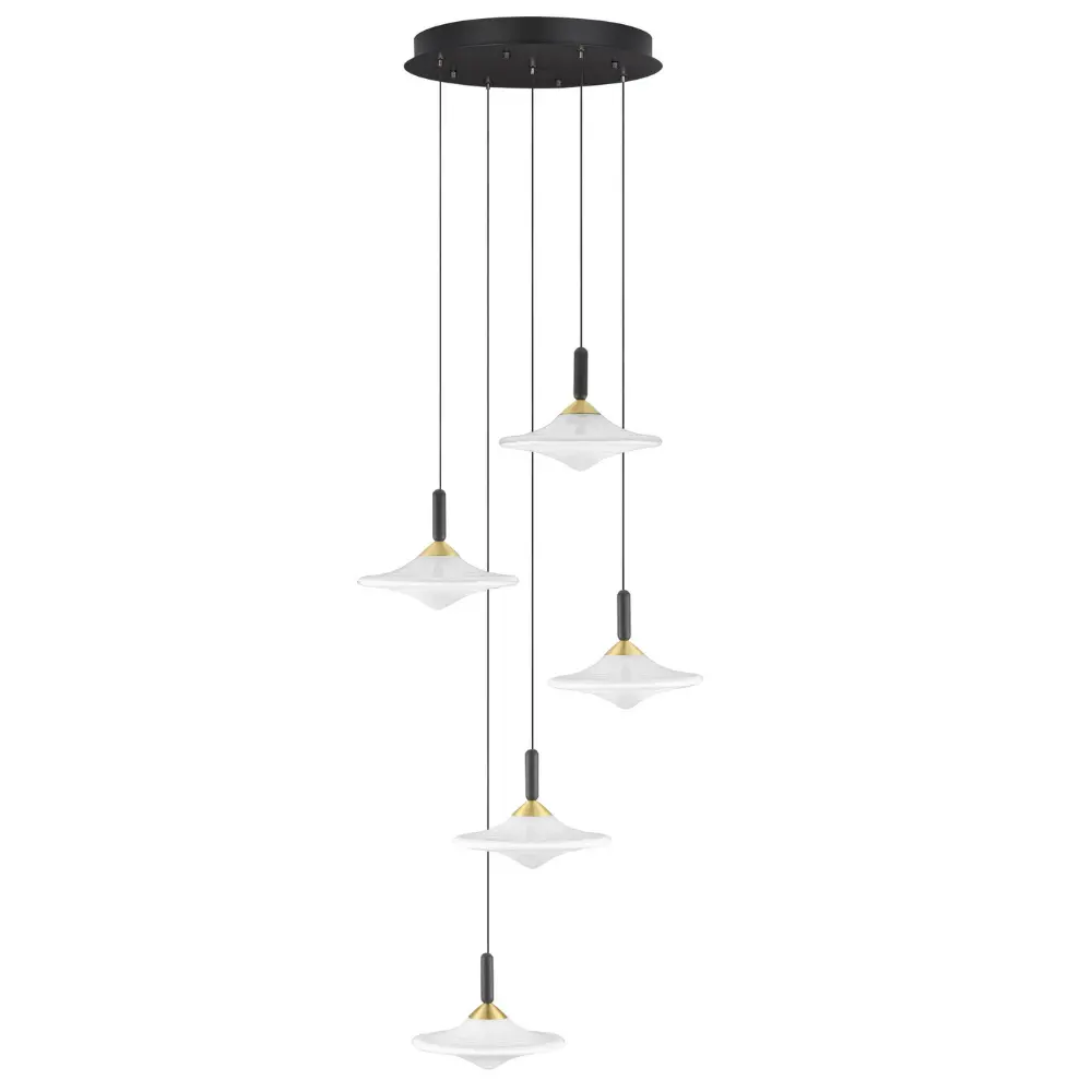 Nova Luce Bílé skleněné závěsné LED světlo Diaz 53 cm