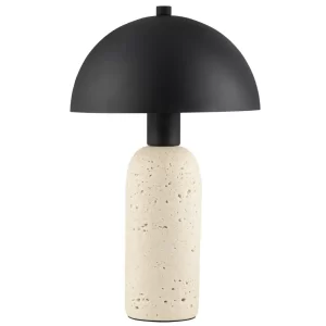 Nova Luce Černá kovová stolní lampa Vannie s betonovou podstavou