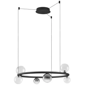 Nova Luce Kouřově šedé skleněné závěsné LED světlo Celso 75 cm s černým zavěšením