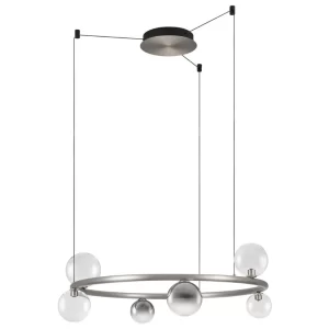 Nova Luce Kouřově šedé skleněné závěsné LED světlo Celso 75 cm se stříbrným zavěšením