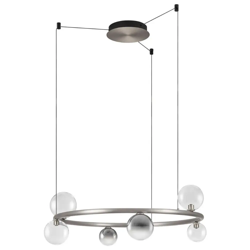 Nova Luce Kouřově šedé skleněné závěsné LED světlo Celso 75 cm se stříbrným zavěšením