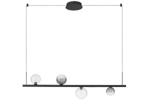 Nova Luce Kouřově šedé skleněné závěsné LED světlo Celso 120 cm s černým zavěšením