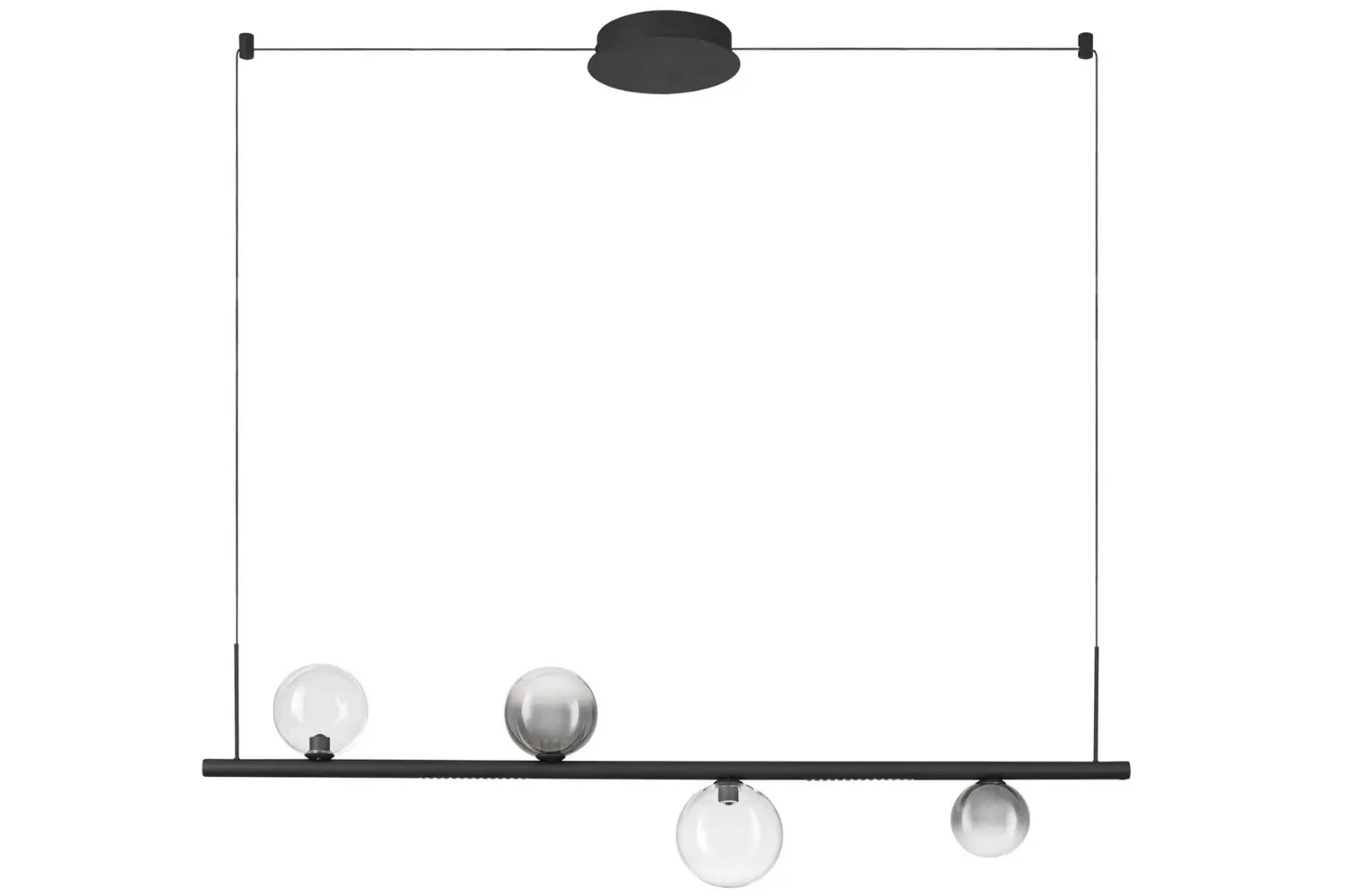 Nova Luce Kouřově šedé skleněné závěsné LED světlo Celso 120 cm s černým zavěšením