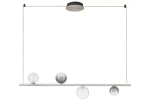 Nova Luce Kouřově šedé skleněné závěsné LED světlo Celso 120 cm se stříbrným zavěšením