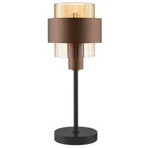 Nova Luce Hnědá skleněná stolní lampa Serena