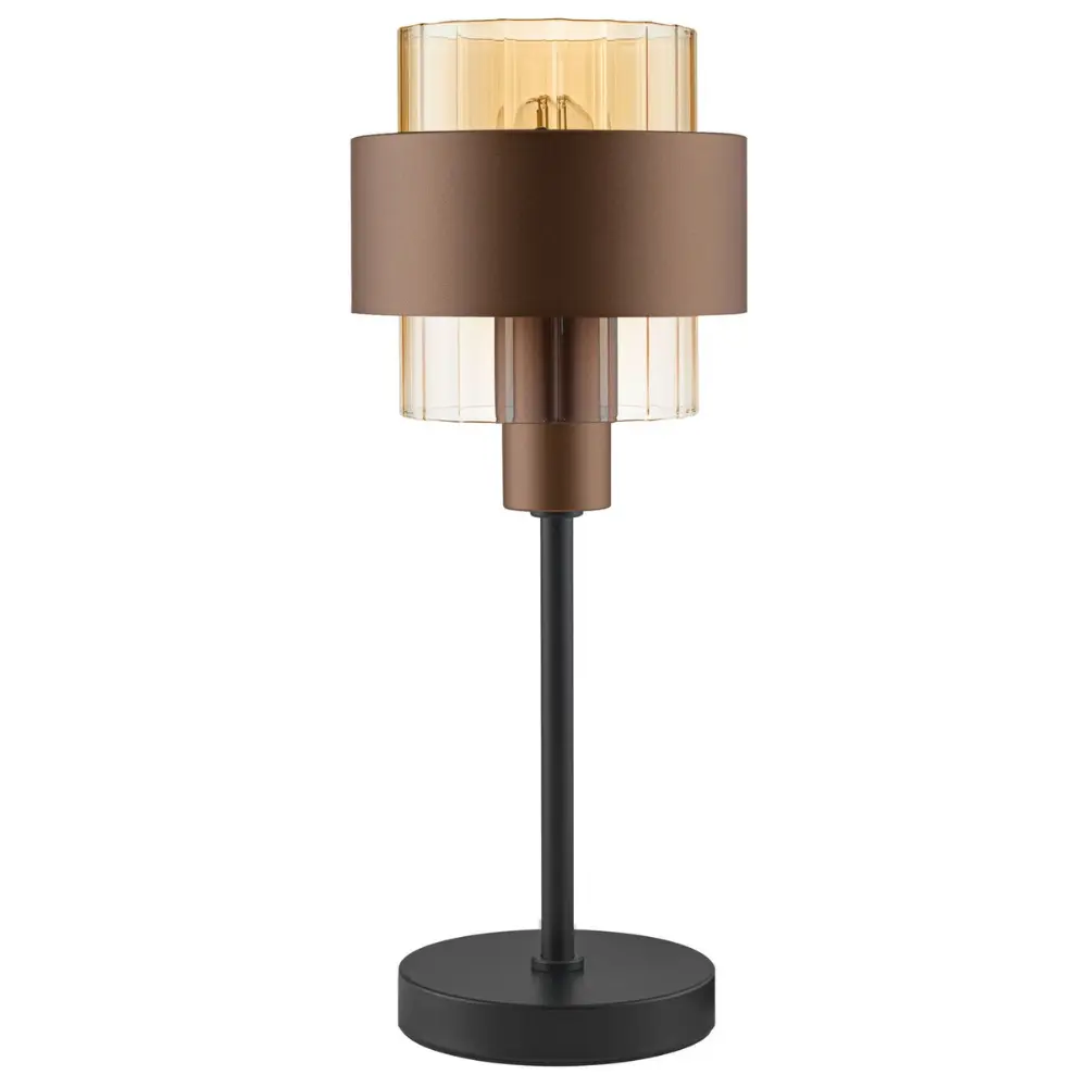 Nova Luce Hnědá skleněná stolní lampa Serena
